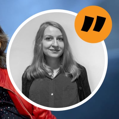 Grafik. Till vänster syns Mick Jagger. Till höger syns redaktör Anna Lillkung.