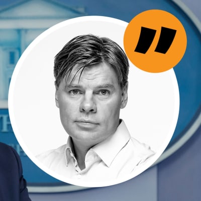 Trump i bakgrunden på Ville Hupas kommentarsbild.