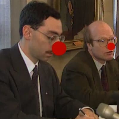 Ben Zyskowicz ja Kimmo Sasi "pellenenissä" (1993). 