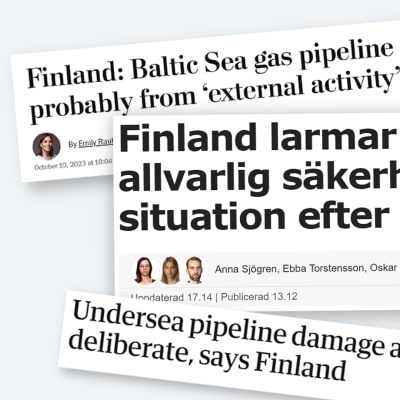 Lehtileikkäitä Suomen ja Viron välisen kaasuputkivuoden uutisoinnista ulkomailla.
