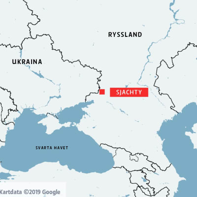 Karta där staden Sjachty i södra Ryssland är markerad.