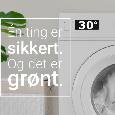 Dansk kampanjbild om elspar: tvättmaskin i 30 grader.  
