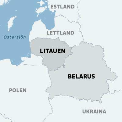 Vitryssland och Litauen på kartan.