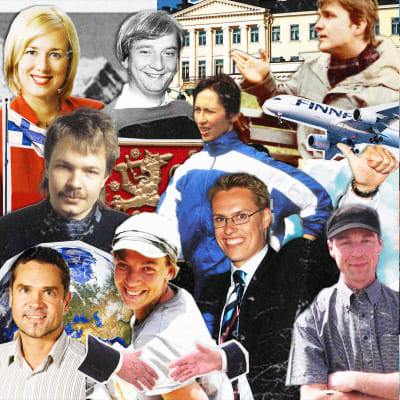 Collage med ungdomsbilder av kandidaterna i presidentvalet 2024, i bakgrunden presidentslottet.