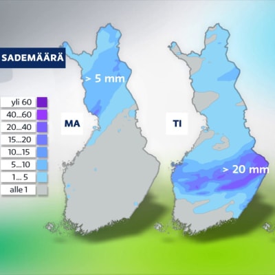 3 vrk sademäärä.