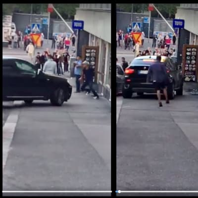 En man körde med bil in i en folksamling på en trottoar i Berghäll i Helsingfors den 10 augusti 2017.