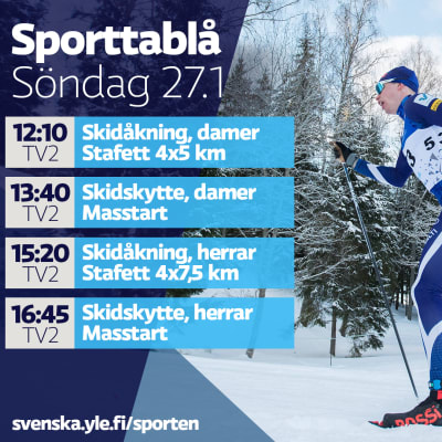 Yle Sportens TV-utbud söndagen 27.1.