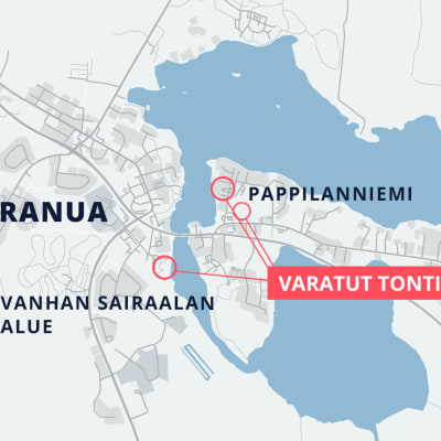 Kartta Ranuan kunnan tonttivarauksista.