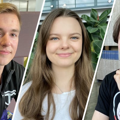 Kolme tutor oppilasta kuvakollaasissa. 