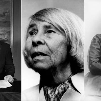 Mustavalkoisessa kuvakollaasissa Tarja Halonen, Tove Jansson ja Minna Canth