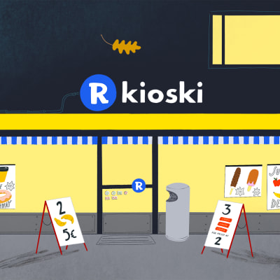 Illustrationen visar en R-kiosk utifrån.