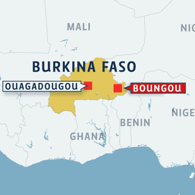 Karta där staden Boungou i Burkina Faso är utmärkt.
