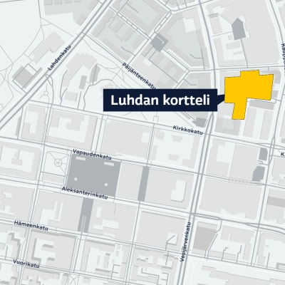 Kartta näyttää Luhdan korttelin sijainnin.