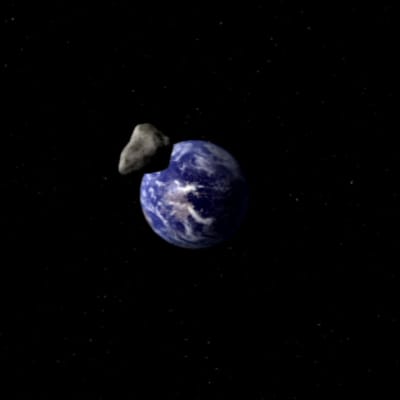 En meteorit närmar sig jorden.