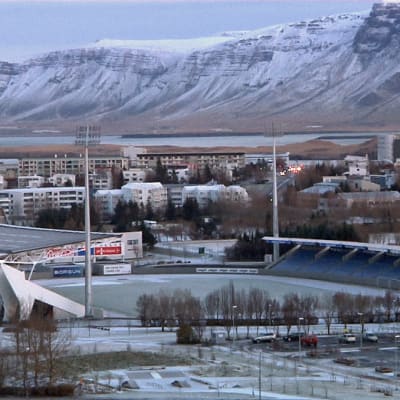 Islands nationalstadion Laugardalsvöllur i Reykjavik, hösten 2015.