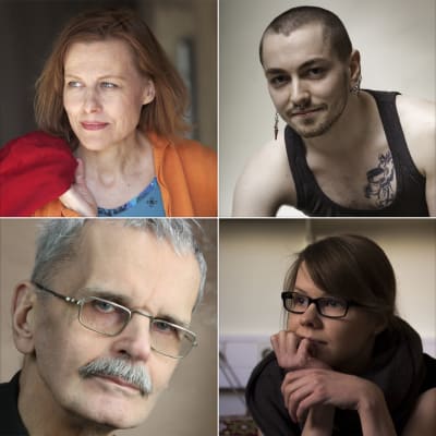 Kirjailijat Saila Susiluoto, Anja Erämaja, Susinukke Kosola, Kristian Blomberg, Gösta Ågren, Virpi Vairinen