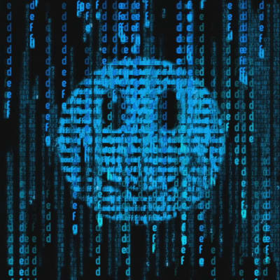 En smiley-emoji med Matrixgrafik.