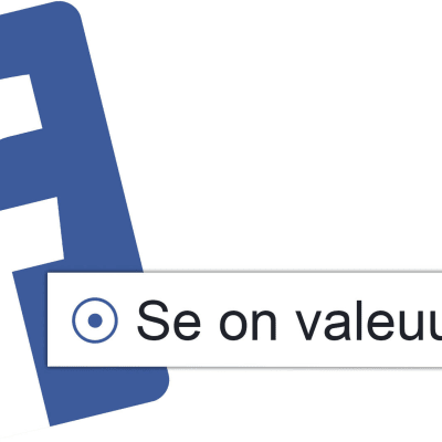Facebookin logo, Facebookista otettu valintavaihtoehto Se on valeuutinen