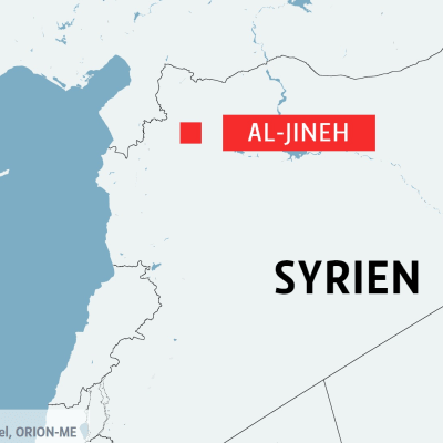 Karta över Syrien och staden Al-Jineh