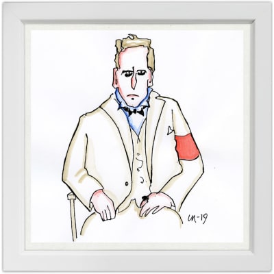 Lassi Rajamaan piirros säveltäjä Knut Kankaasta.