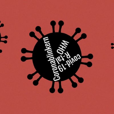 En tecknad bild på coronavirus. 