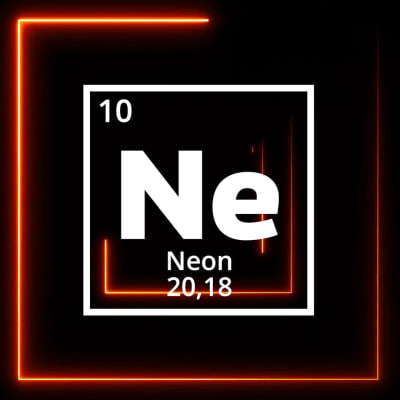 Den kemiska förkortningen för neon är Ne.