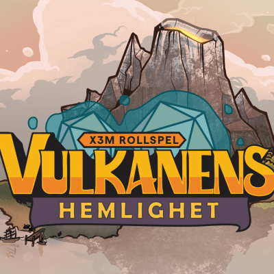 En tecknad vulkan och texten "Vulkanens hemlighet"