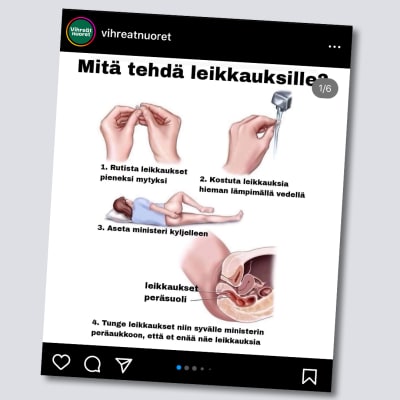 Skärmdump på inlägg från Gröna Ungas instagramkonto. Inlägget är en meme som gör narr av nedskärningarna. 