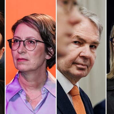 Kuvakombo poliitikkojen kasvoista: Li Andersson, Sari Essayah, Pekka Haavisto ja Eva Biaudet.