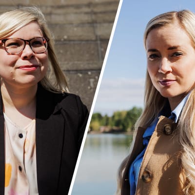 Kahden kuvan kombossa vihreiden puheenjohtajaehdokkaat Saara Hyrkkö ja Sofia Virta.