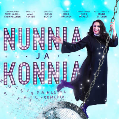 Rovaniemen teatterin mainoksessa esitellään musikaalia Nunnia ja konnia.