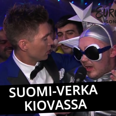 Suomalainen Petri Virta Verka Serduchkan asussa Kiovan TV-lähetyksessä.