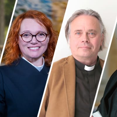 Mikkelin hiippakunnan piispaehdokkaat. Pekka Särkiö, Mari Parkkinen, Sammeli Juntunen ja Pekka Huokuna.