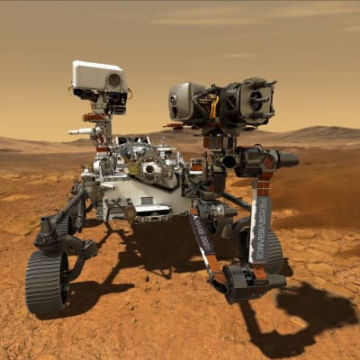 Konceptbild av Nasas Perseverance-rover på Mars. 