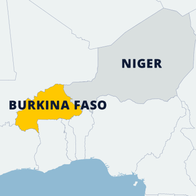 Kartta näyttää Burkina Fason sijainnin.