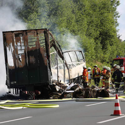 Svår bussolycka i Bayern i södra Tyskland den 3 juli 2017.