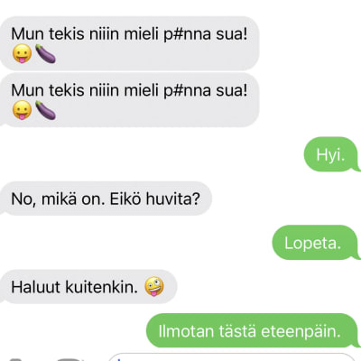 Seksuaalista ahdistelua tekstiviesteissä.