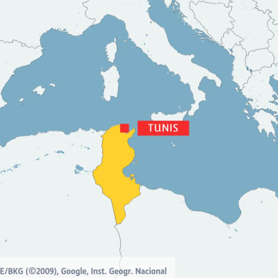 Karta över Tunisien