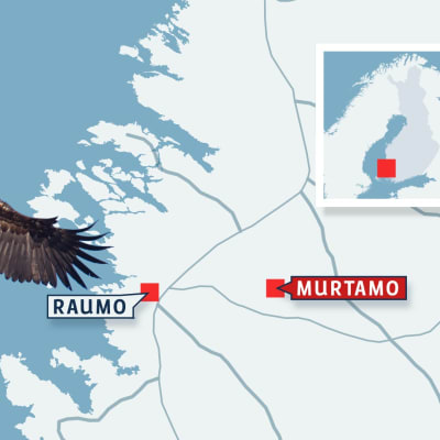 Karta som visar Raumo och Murtamo
