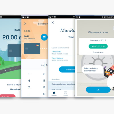 ruutukaappauksia Danske Bankin MunRahat-sovelluksesta