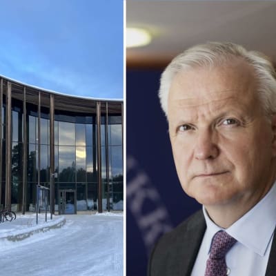 Kollaasissa saamelaiskulttuurikeskus Sajos ulkoapäin talvella ja potrettikuva Olli Rehnistä.