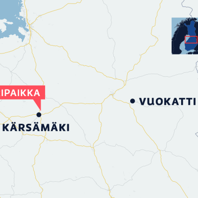 Kartassa Kärsämäki ja Vuokatti, sekä merkitty kolaripaikka.