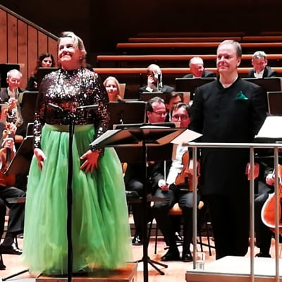 Anu Komsi ja Sakari Oramo Berliinin Filharmoniassa 28. marraskuuta 2019.