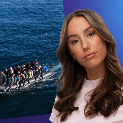 Isabella Biorac Haaja och en bild på asylsökande i en båt.