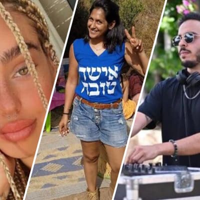 Fyra bilder av personer som försvann under en attack mot en musikfestival i Israel.