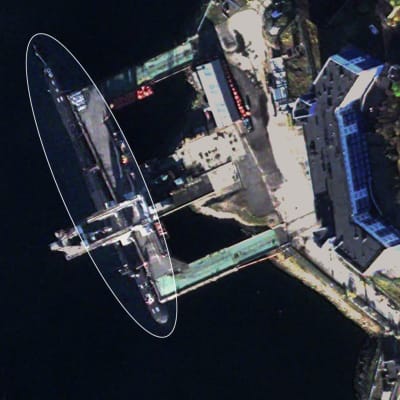 Satelliittikuva ydinsukellusveneestä.