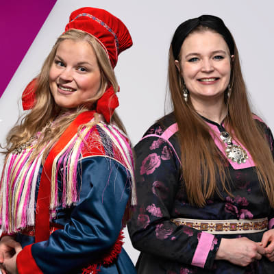Uuden musiikin kilpailun saamenkieliset juontajat Linda Tammela ja Heli Huovinen