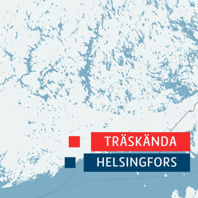 Karta över södra Finland med Helsingfors och Träskända kommun markerade.