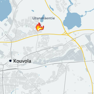 Tulipalo kartalla Kouvolassa