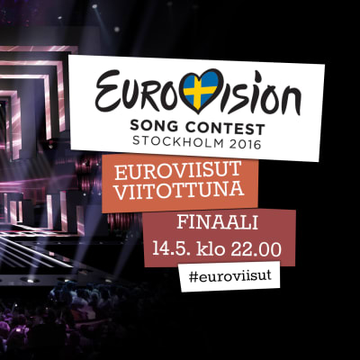 Kuva jossa kerrotaan että eurovision laulukilpailun finaali näytetään kansainvälisesti viitottuna Ylen verkossa la 14.5. klo22